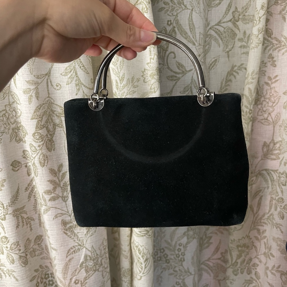 Black suede mini crossbody bag